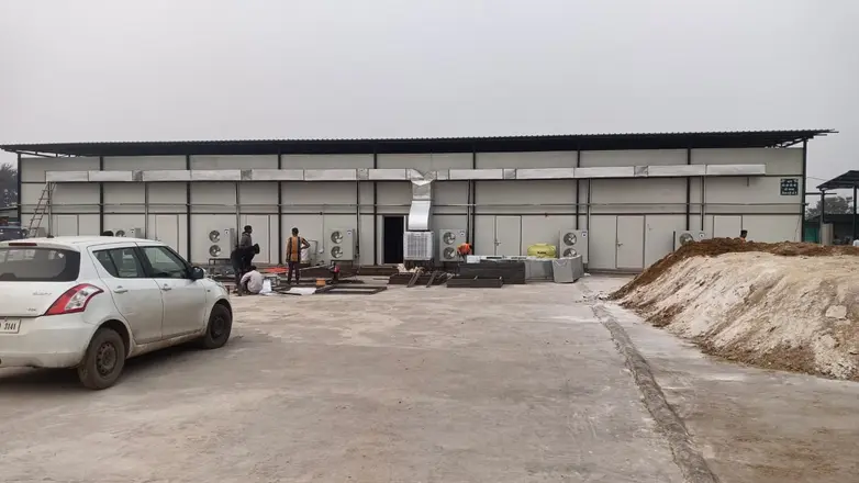 Factory shed with duct coolers